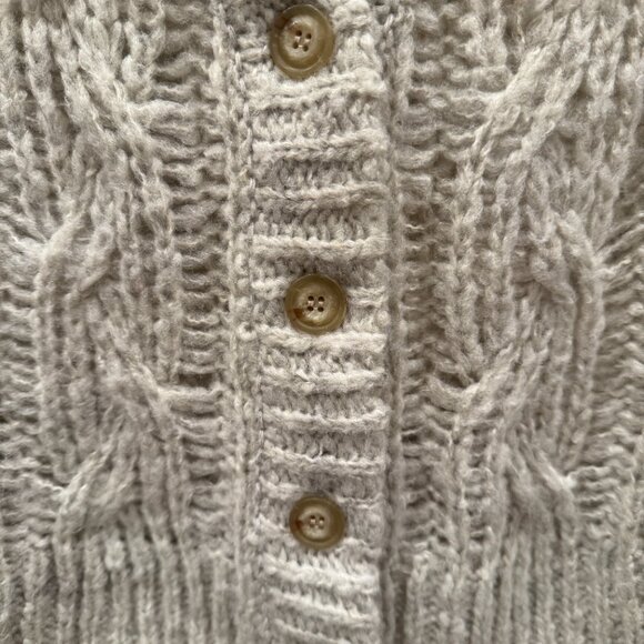 ATM Anthony Thomas Melillo Boucle Gray Cable-Knit Cardigan - Picture 3 of 4
